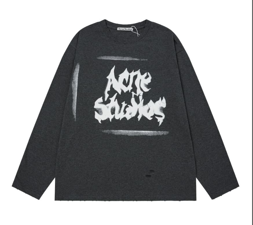 Acne Studios Long-Sleeve Tee Distressed Logo Print