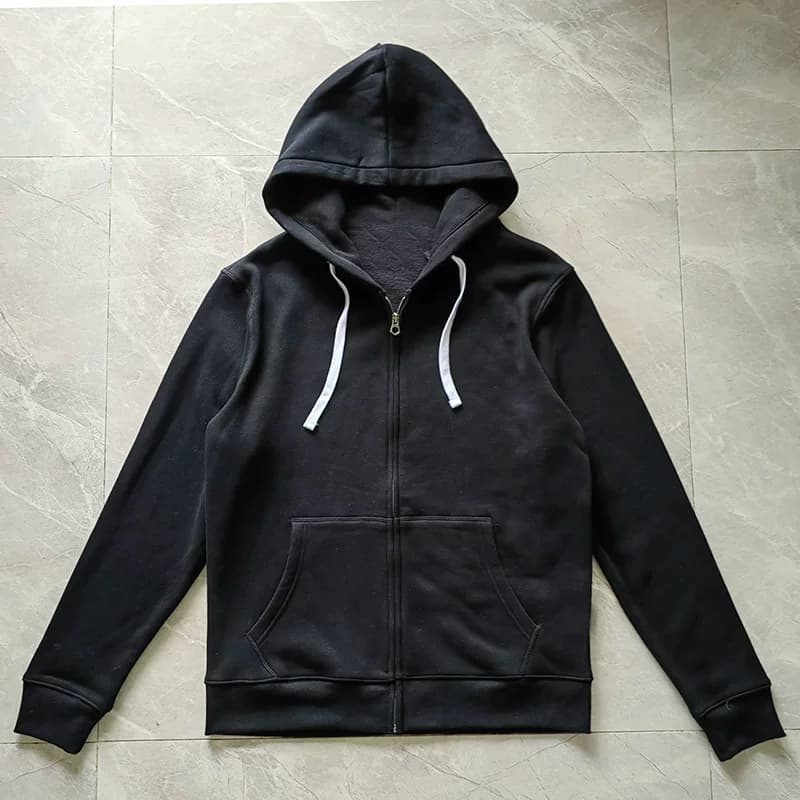 Zip-Up Hoodie Contrast Drawstring