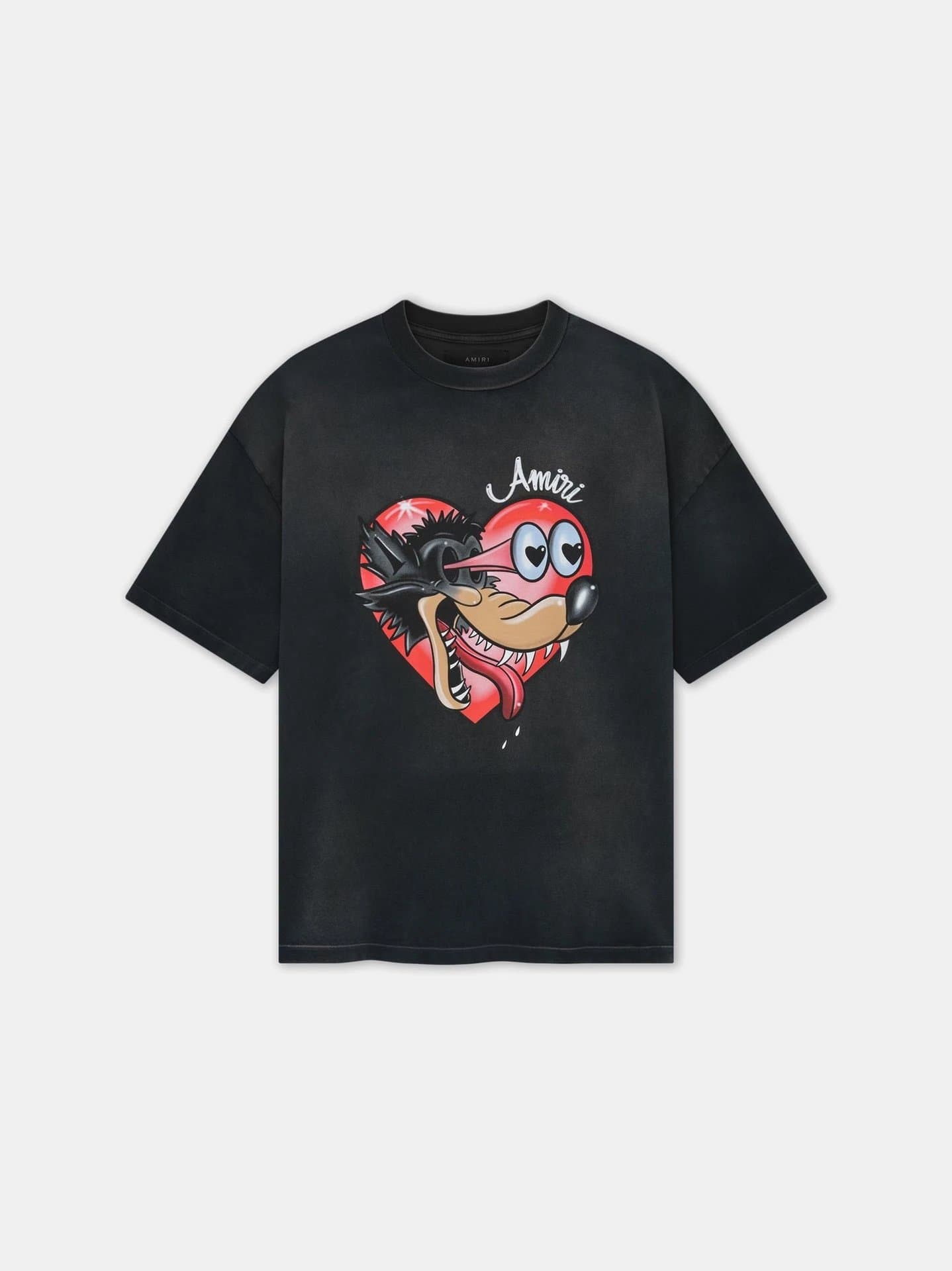 Amiri Graphic Tee Heart Wolf Print
