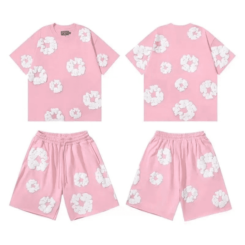 Corteiz Scrunchie Print Set Pink with White Scrunchie Appliqué