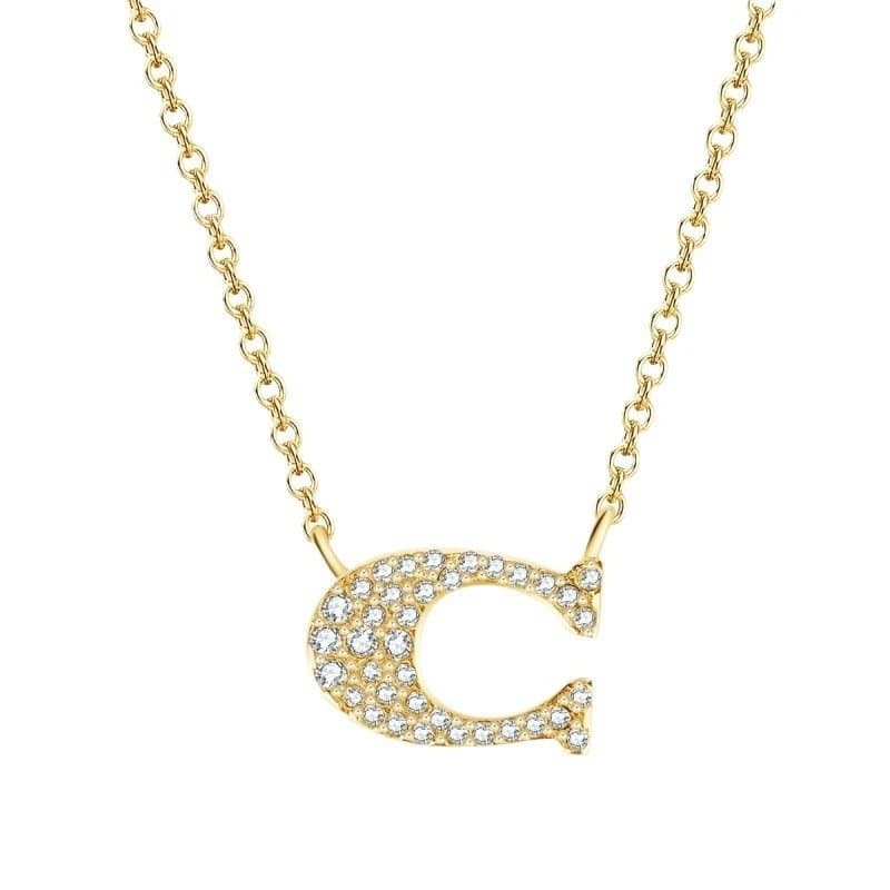 Coach C Logo Pendant Necklace Pave Crystal