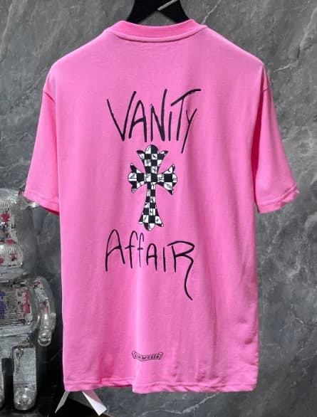 Chrome Hearts Graphic Tee Cross & Chain Print — 8211 pink