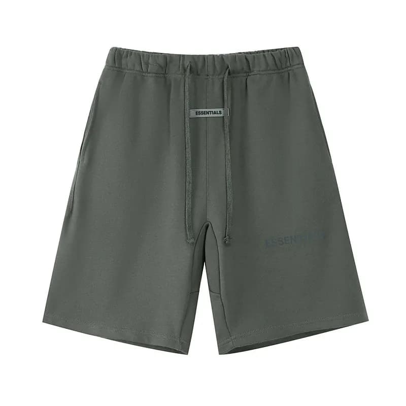 Fear of God Essentials Logo Shorts Olive Grey