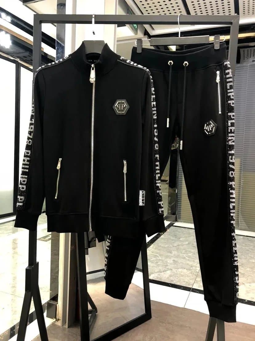 Philipp Plein Track Jacket and Pants Set Logo Tape Trim