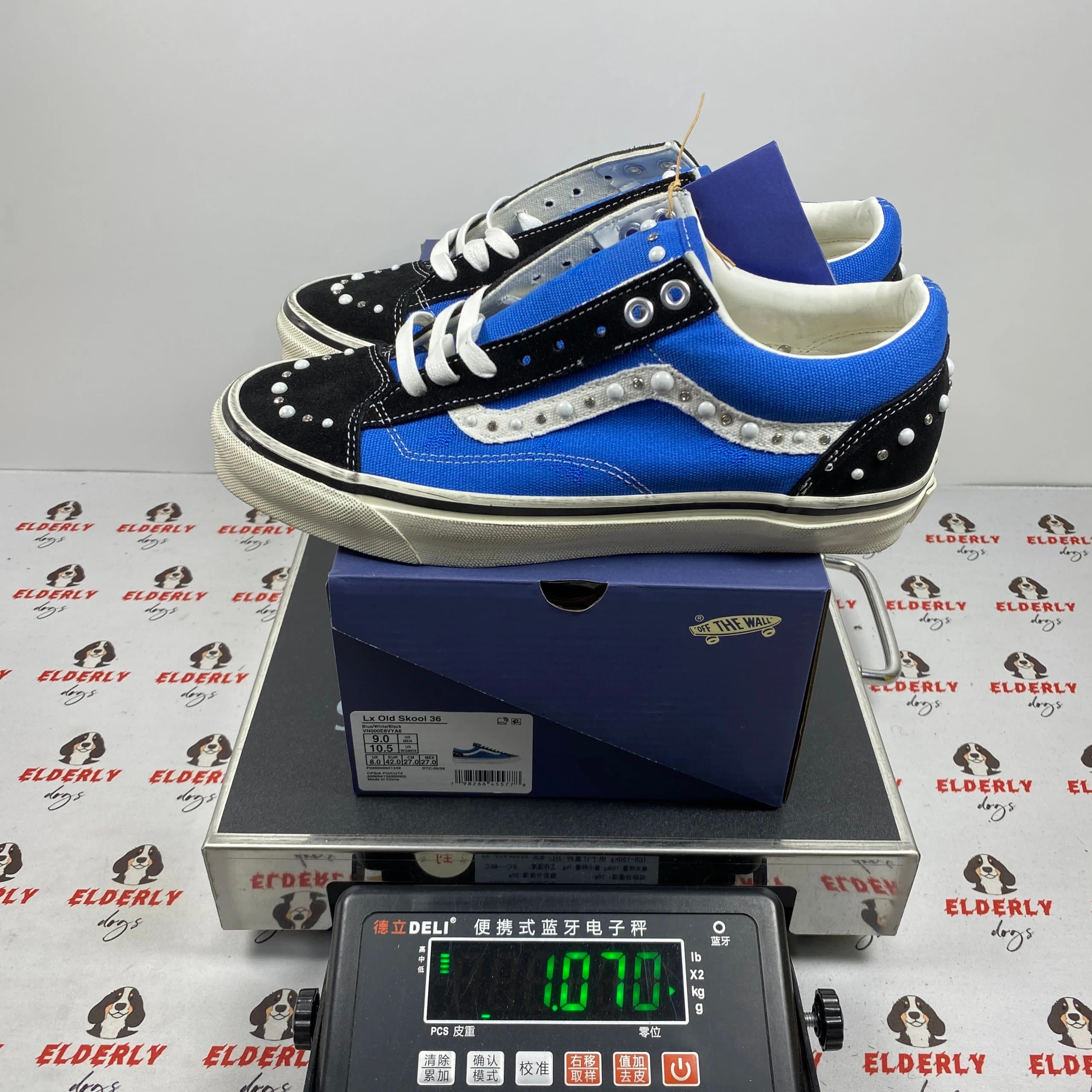 Vans Old Skool Blue/Black with Pearl Embellishments