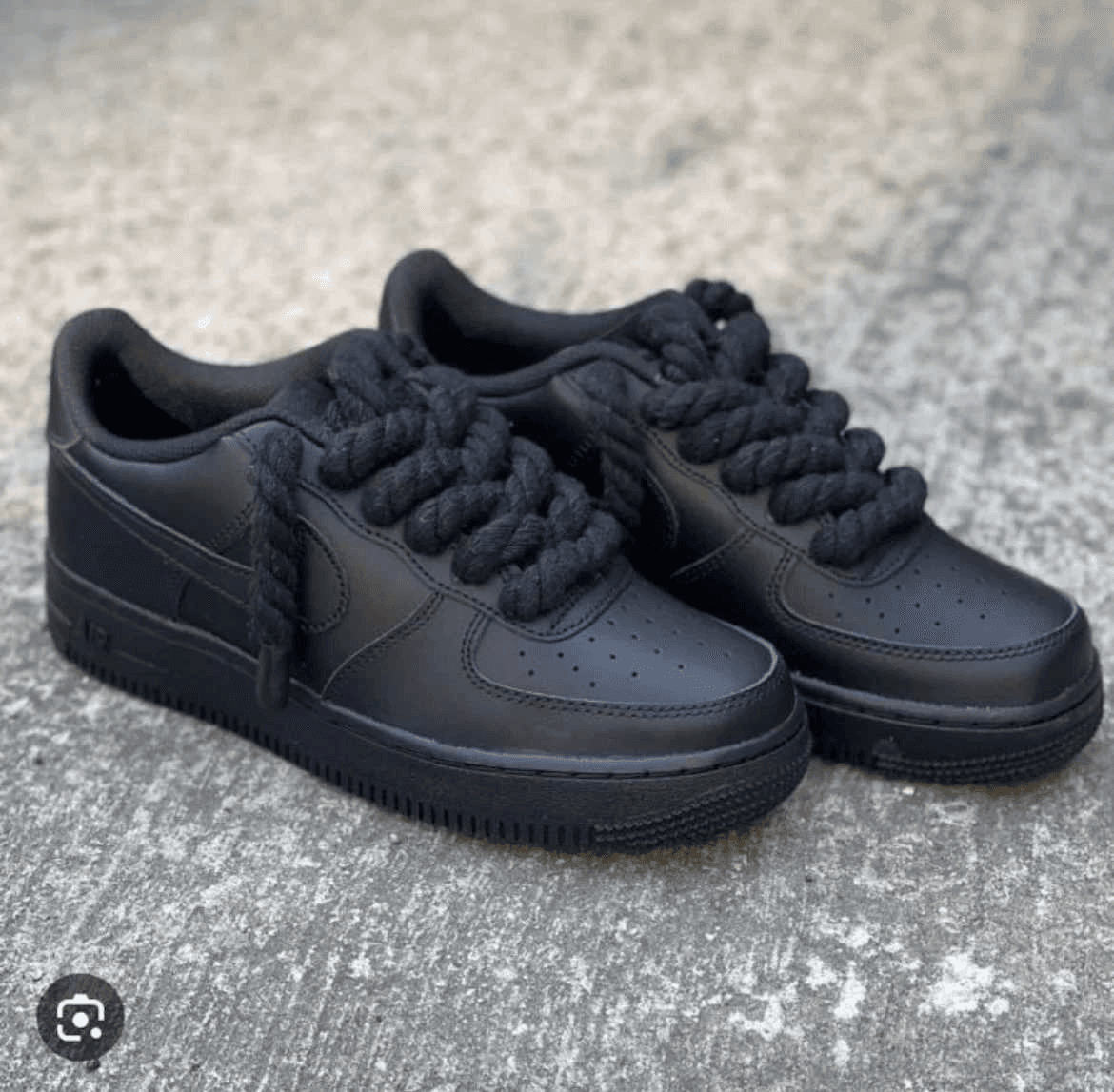 Nike Air Force 1 Low Triple Black Rope Laces