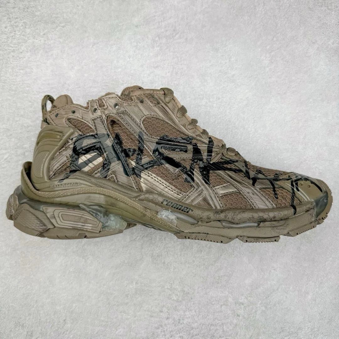 Balenciaga Triple S White Black — 褐色字母