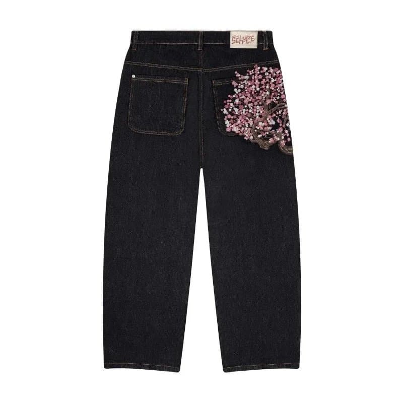 Dior Embroidered Jeans Cherry Blossom Patch