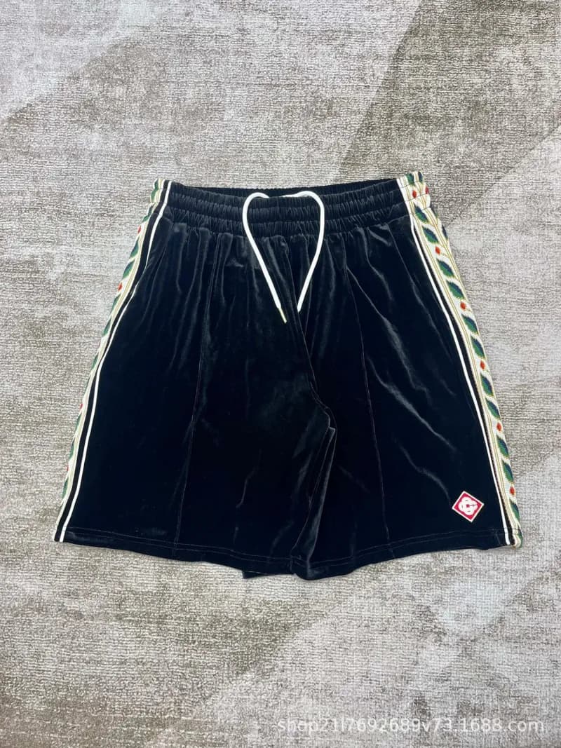 Gucci Velvet Track Shorts Web Stripe Side Tape