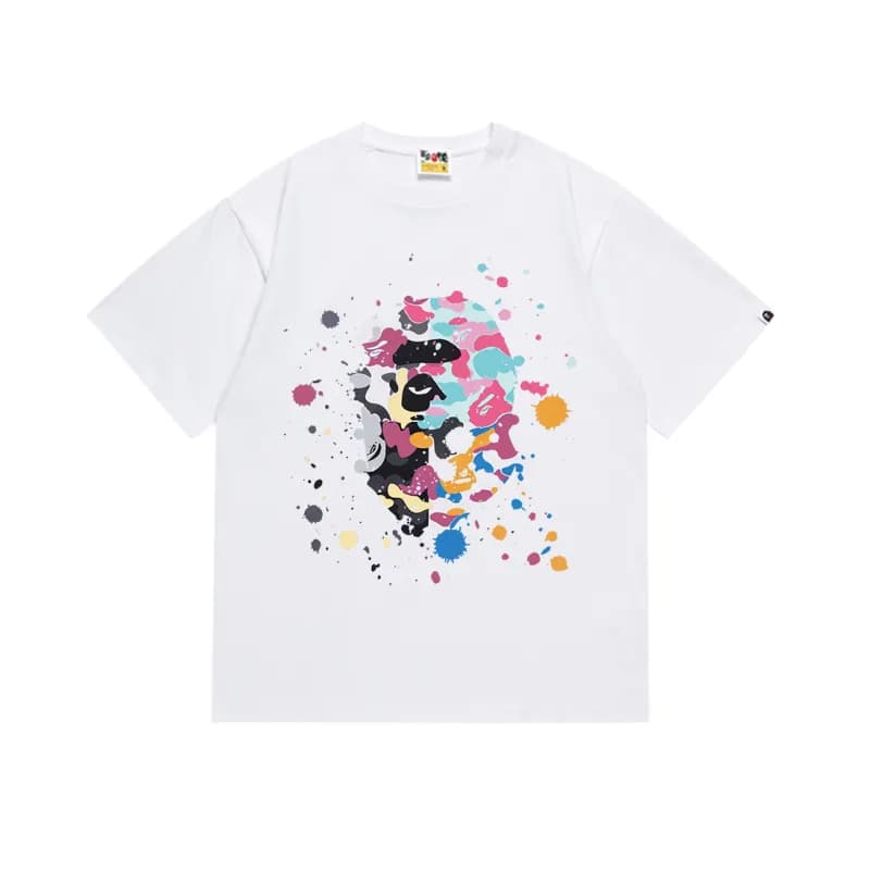 BAPE Short Sleeve T-Shirt Splatter Ape Head Print