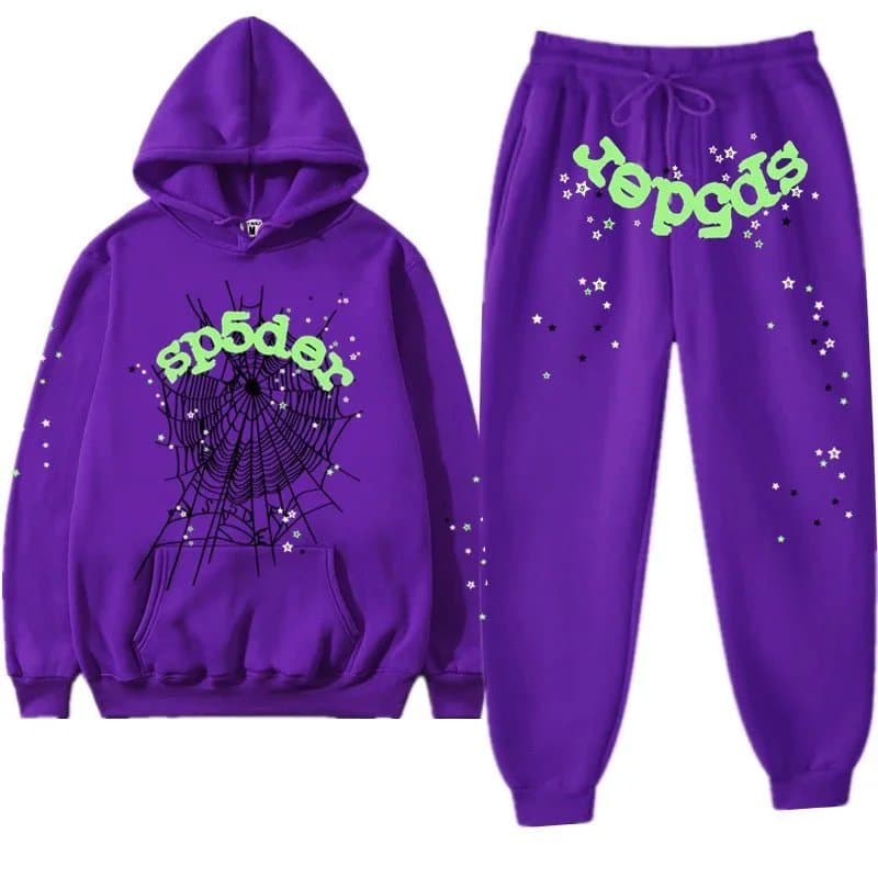 Corteiz Hoodie and Joggers Set 555 Graphic — 20紫色