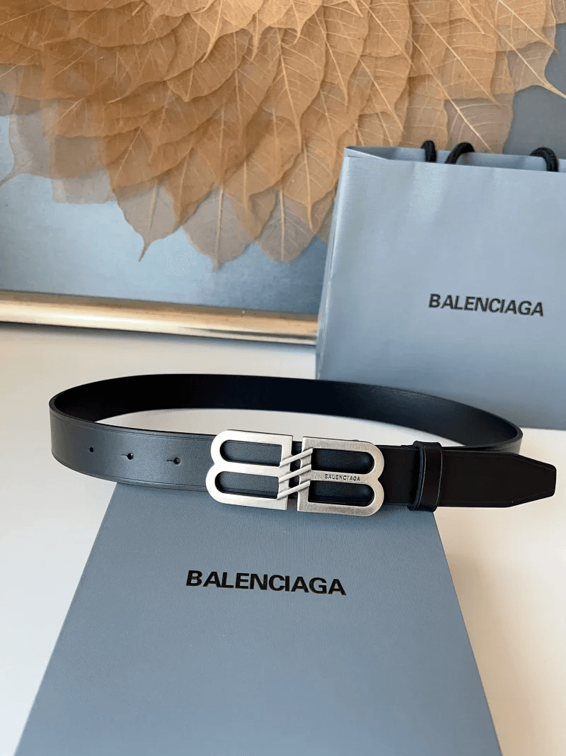 Balenciaga BB Belt Silver Logo Buckle