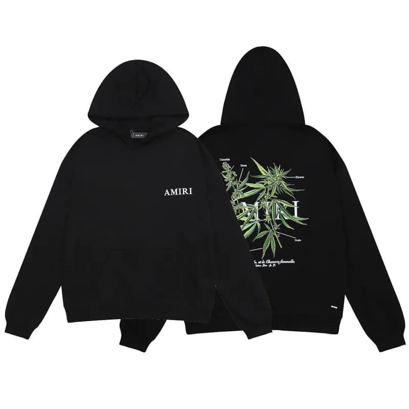 Amiri Hooded Sweatshirt Cannabis Botanical Print