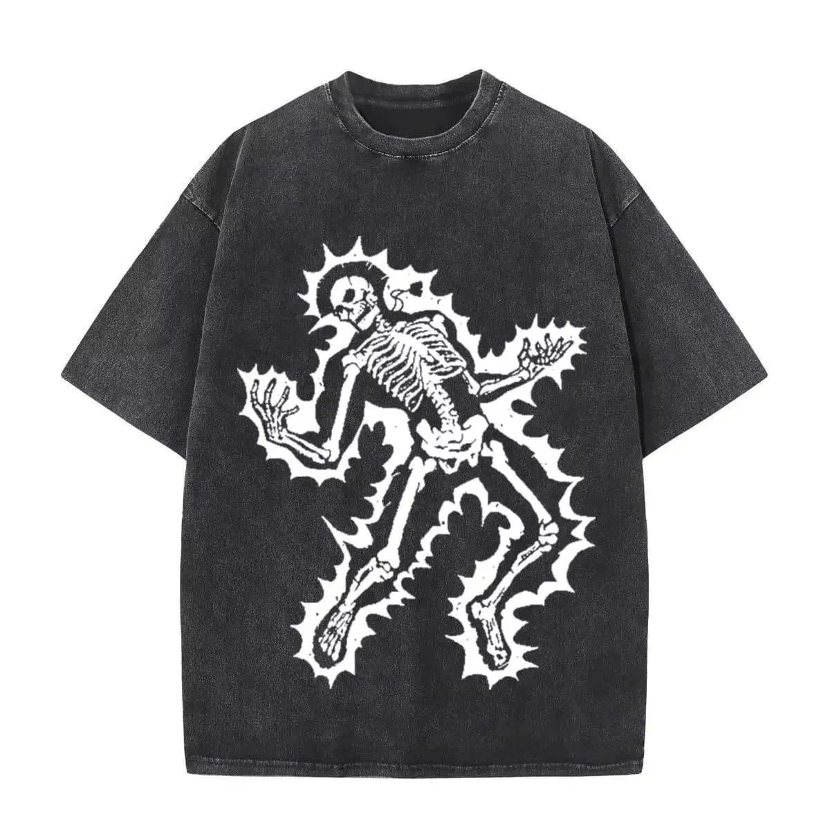 Corteiz Skeleton Graphic Tee Acid Wash Black