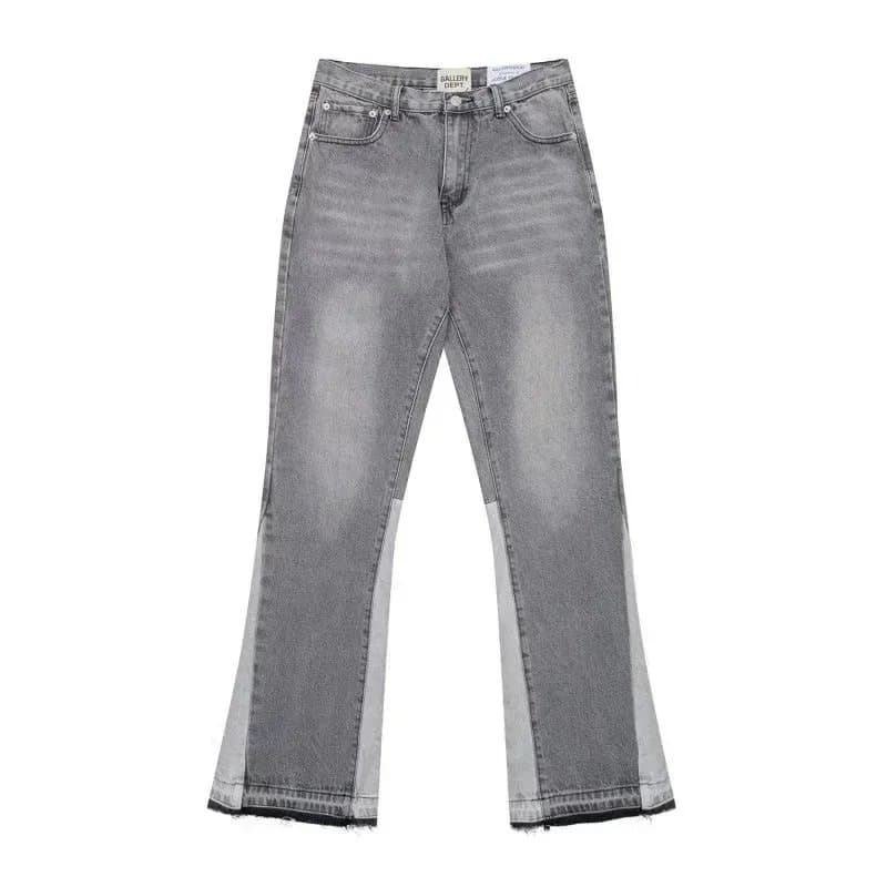 Distressed Flare Jeans Paint Splatter & Patched — 17