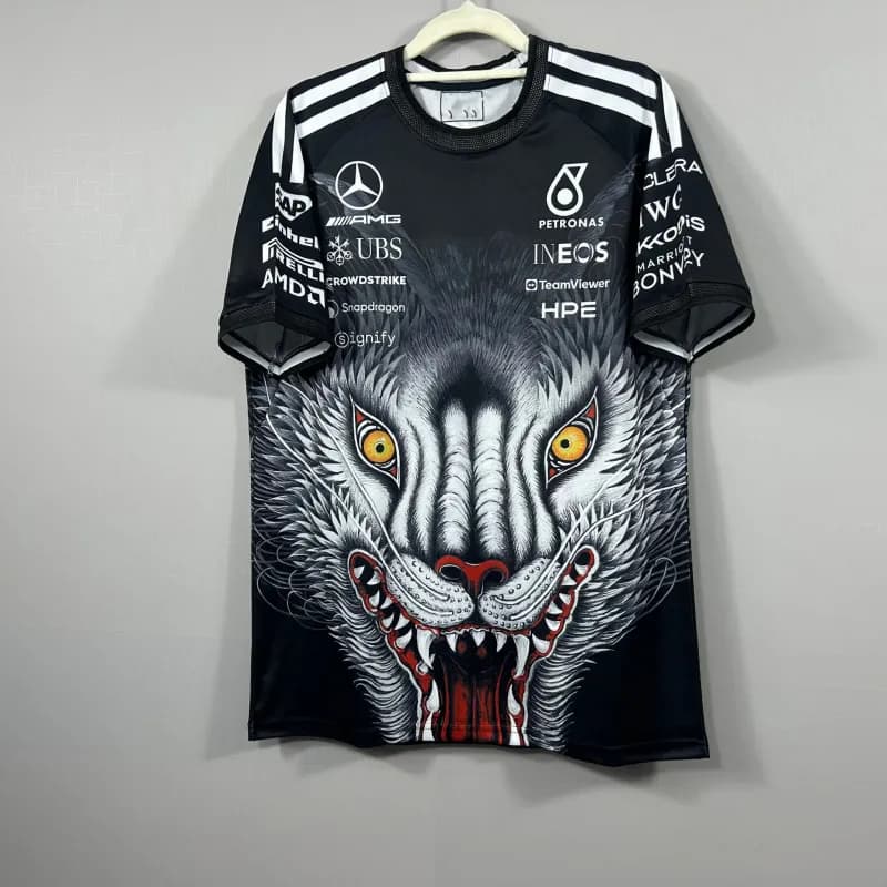 Mertra Tiger Graphic Tee Wolf Head Print