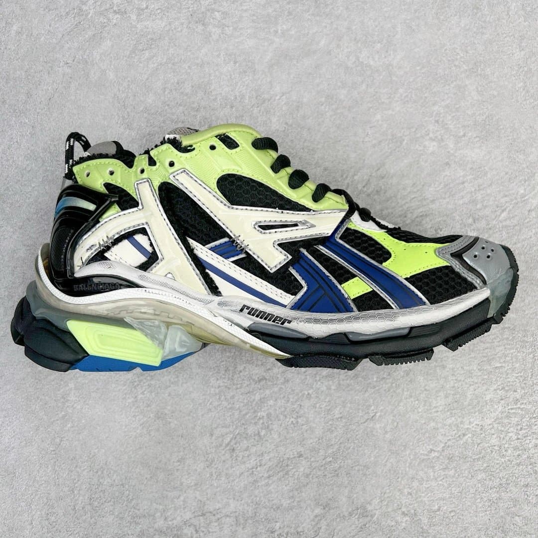 Balenciaga Triple S White Black — 蓝白绿拼色