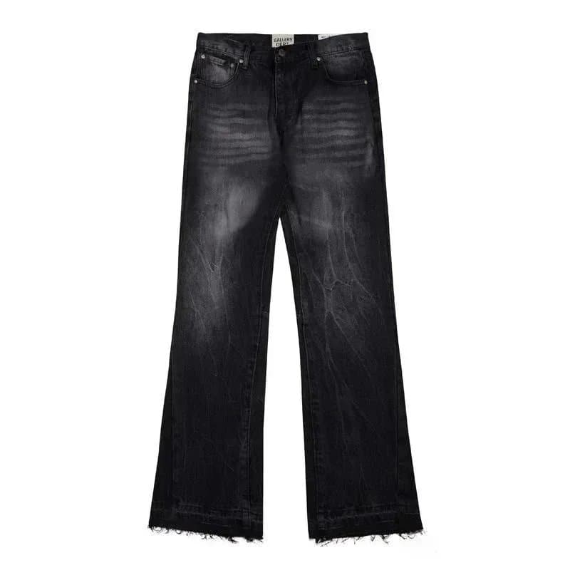 Distressed Flare Jeans Paint Splatter & Patched — 11