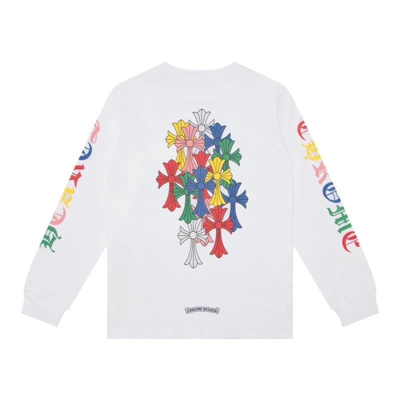 Chrome Hearts Long Sleeve Tee Cross & Floral Print — 白3