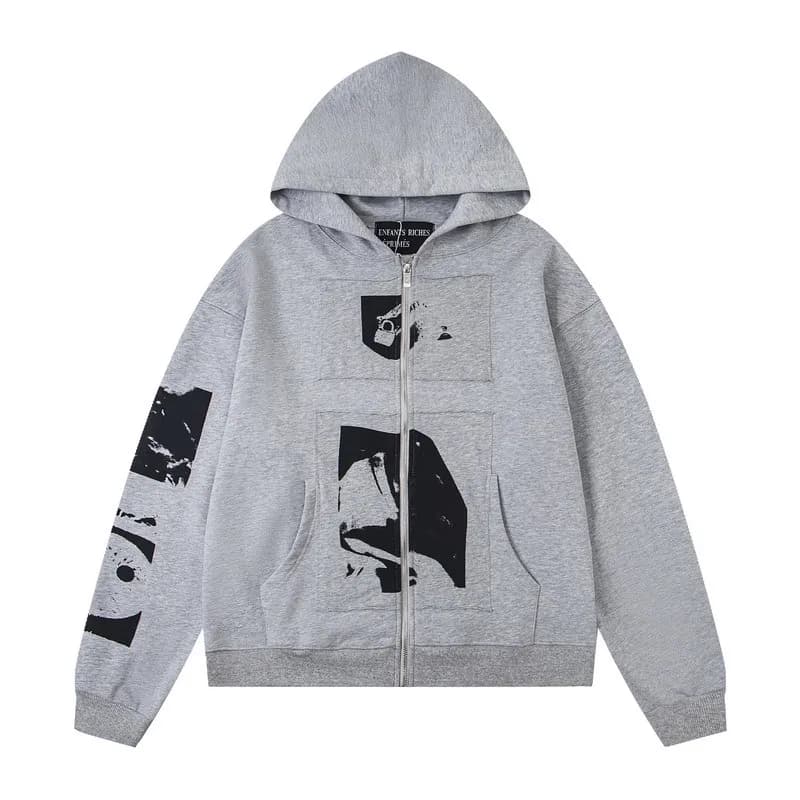 Zip-Up Hoodie Graphic Print