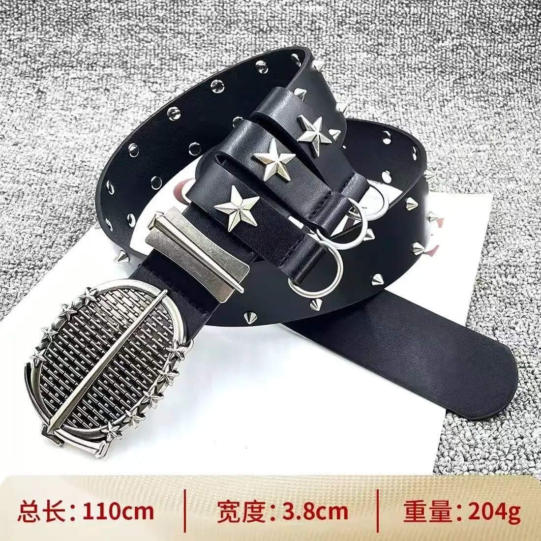 Chrome Hearts Microphone Buckle Belt Star Studs