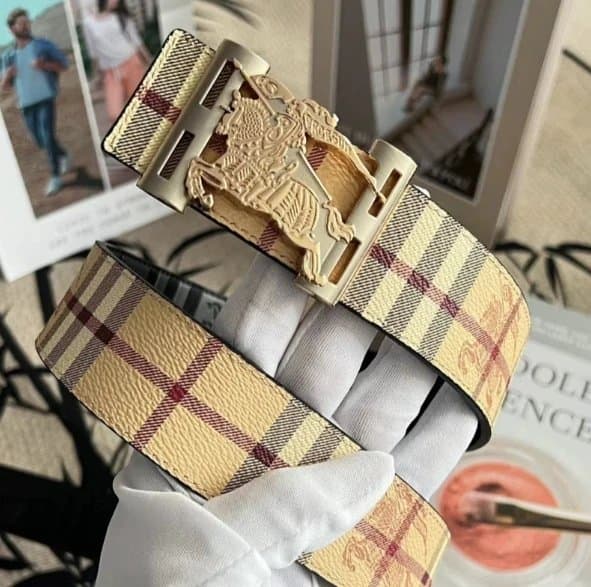 Burberry Haymarket Check Belt Equestrian Knight Buckle