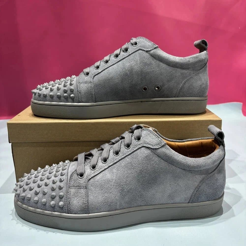 Christian Louboutin Louis Spikes Grey Suede