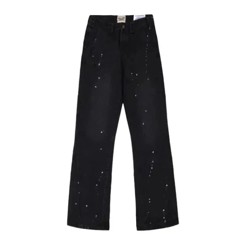 Distressed Flare Jeans Paint Splatter & Patched — 13