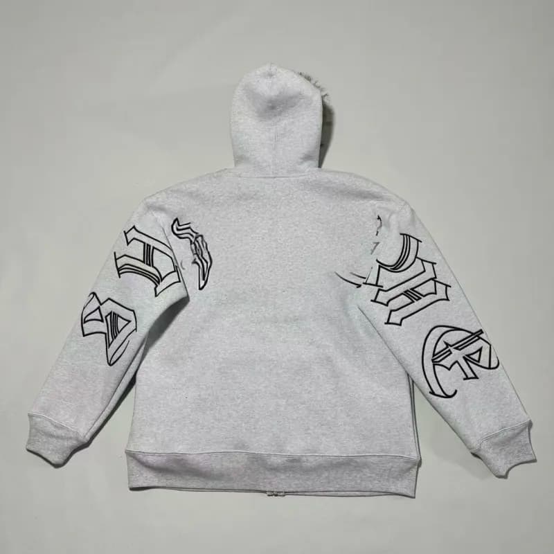 Supreme Zip-Up Hoodie and Joggers Set S Logo — 毛领帽衫灰色