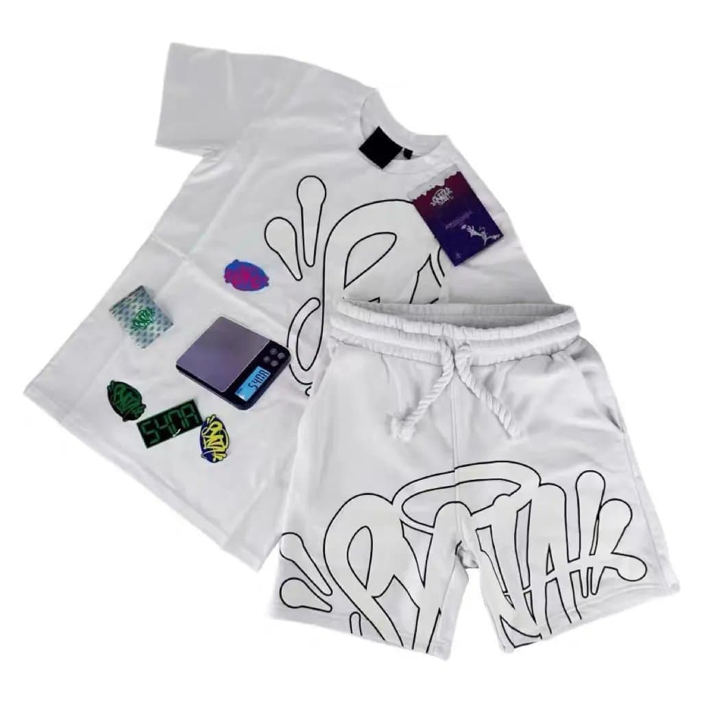 Corteiz Graffiti Tee & Shorts Set Pink Logo Print — 37