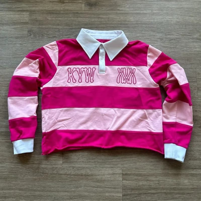 Sacai Polo Shirt Striped Rhinestone Logo — 18