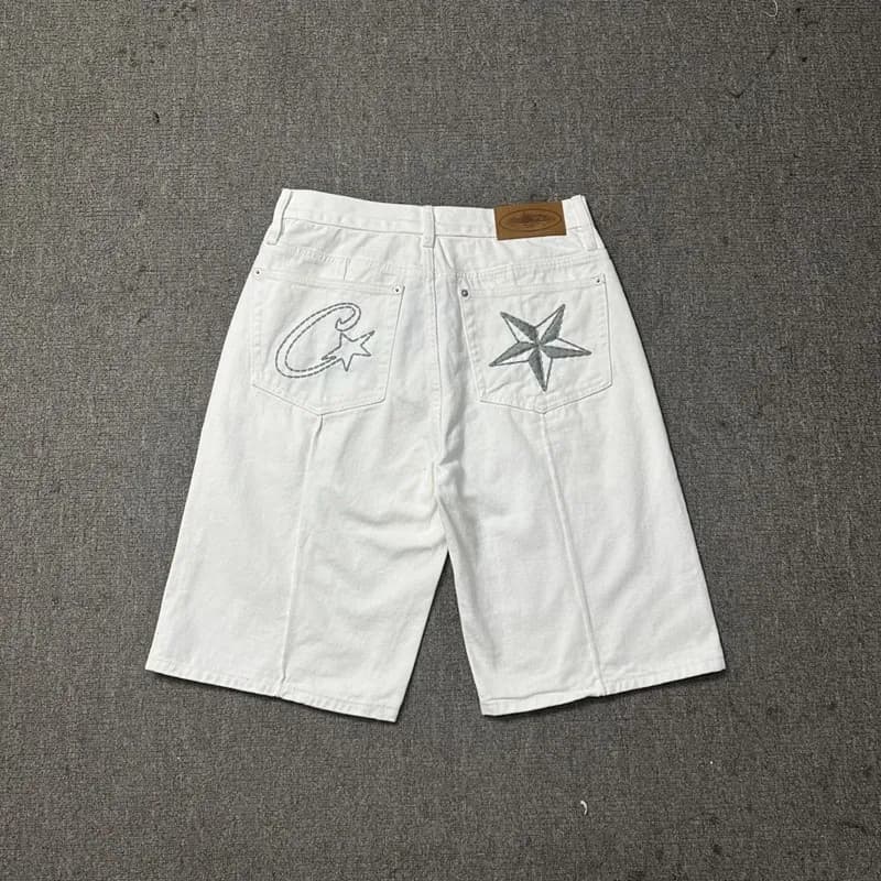 Travis Scott Cactus Jack Shorts Embroidered Star & Logo — 白色