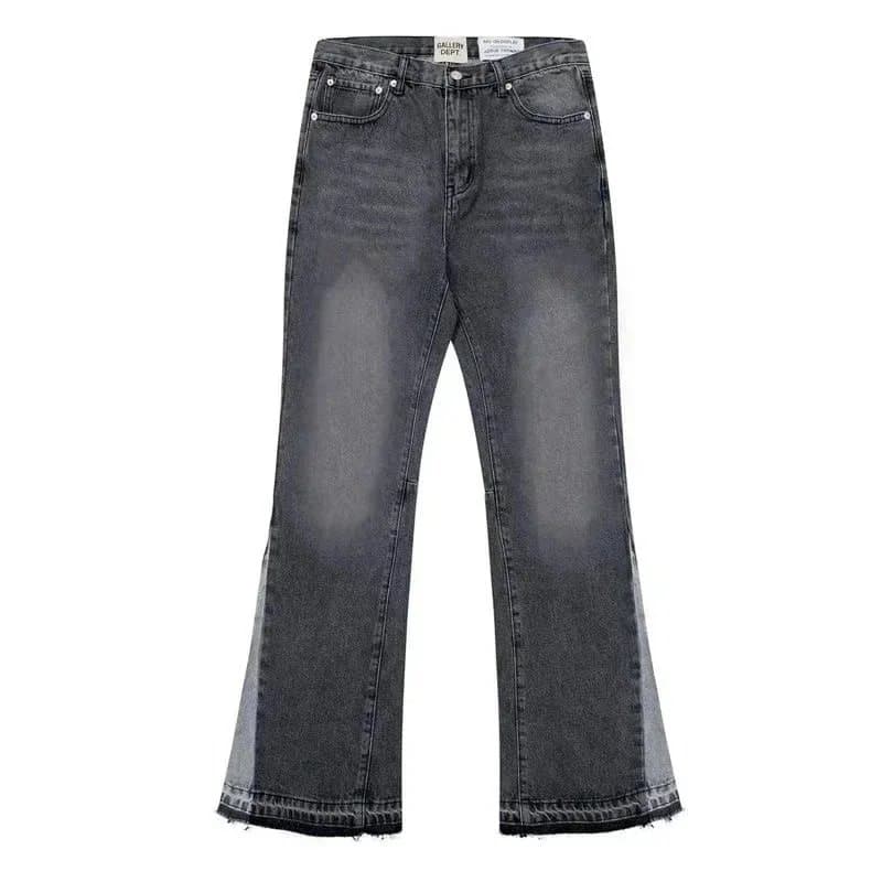 Distressed Flare Jeans Paint Splatter & Patched — 16