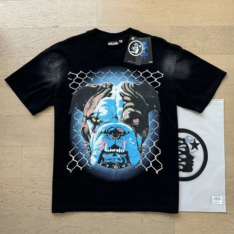 Hellstar Bulldog Graphic Tee Chainlink Bulldog Print