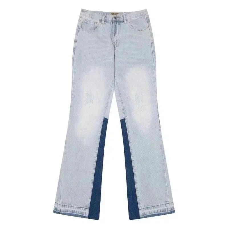 Distressed Flare Jeans Paint Splatter & Patched — 14