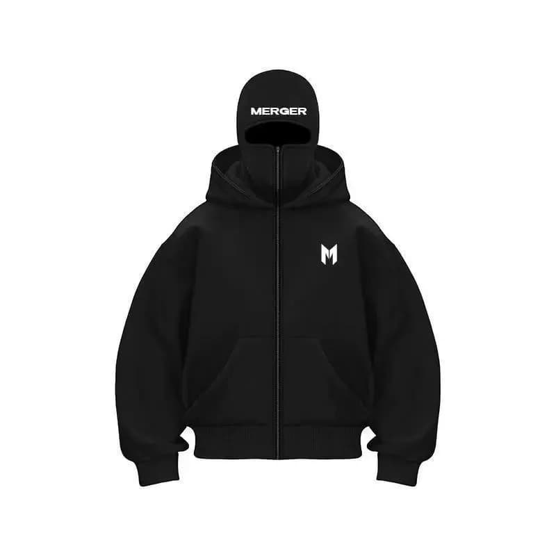 Broken Planet Zip-Up Hoodie Balaclava Hood — Q1 black