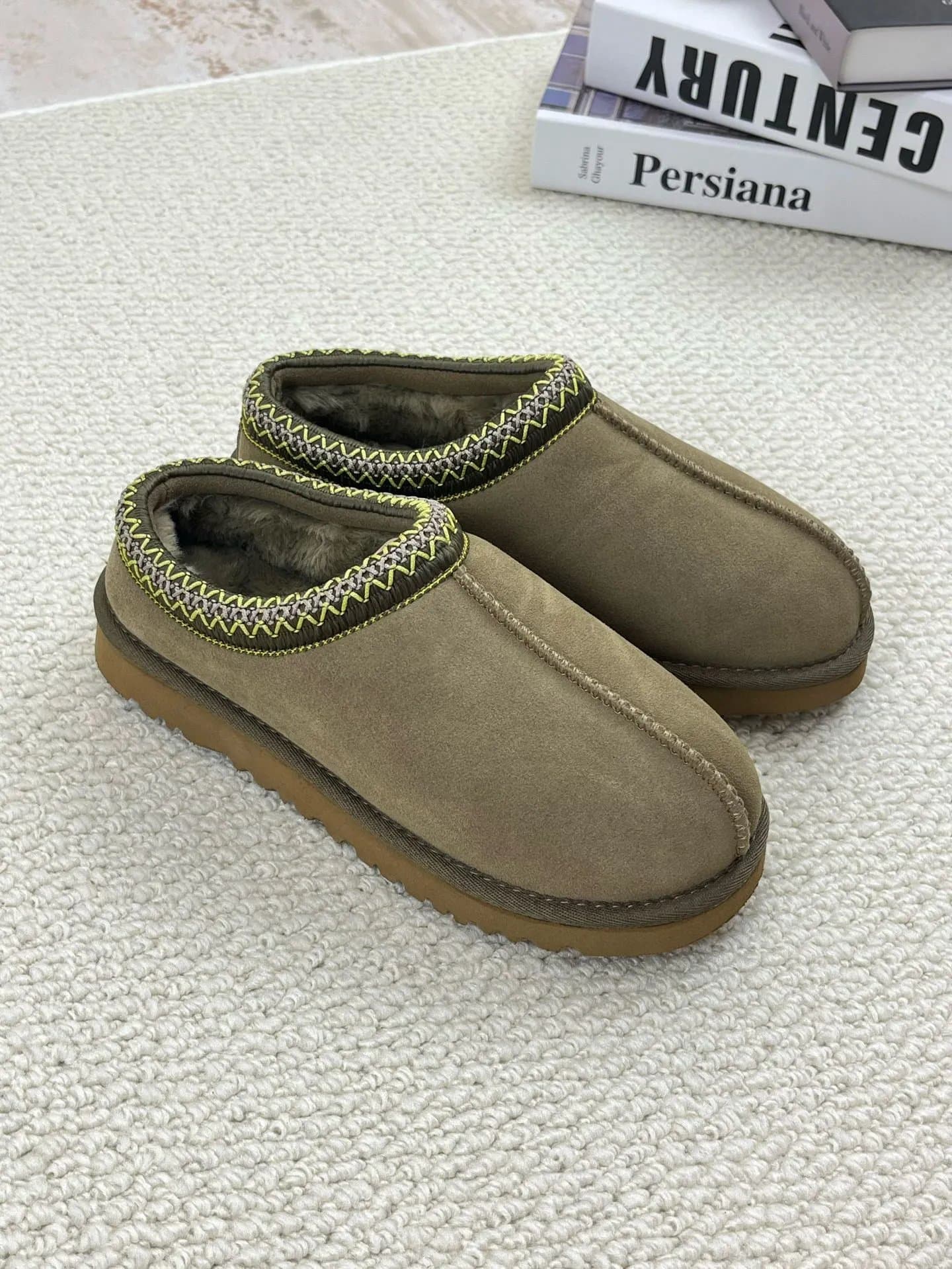 UGG Classic Mini Slipper Olive with Neon Stitch