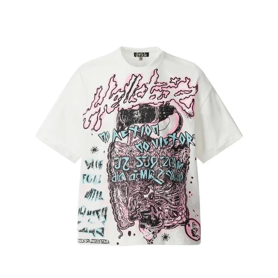 Graphic Tee Hellstar Flame Skull Print