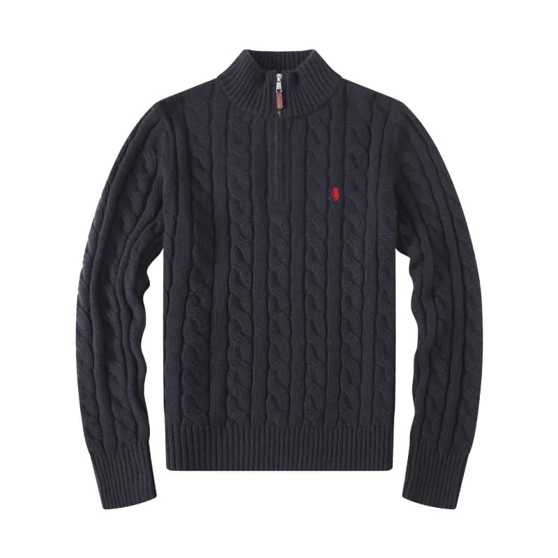 Polo Ralph Lauren Cable Knit Quarter-Zip Sweater Classic Cable — Black