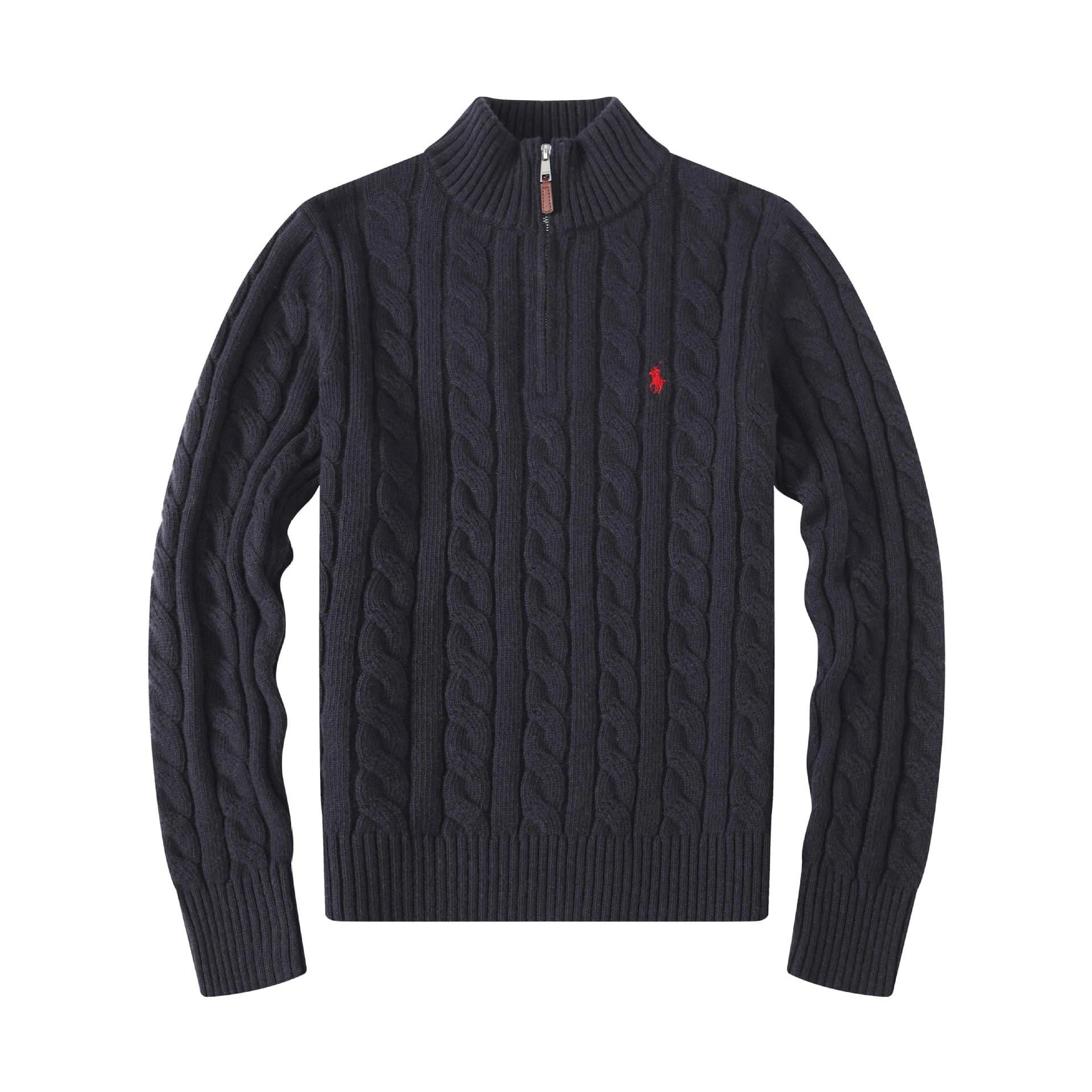 Polo Ralph Lauren Full-Zip Hoodie Heather Grey — 半高拉链黑色毛衣【小红马】