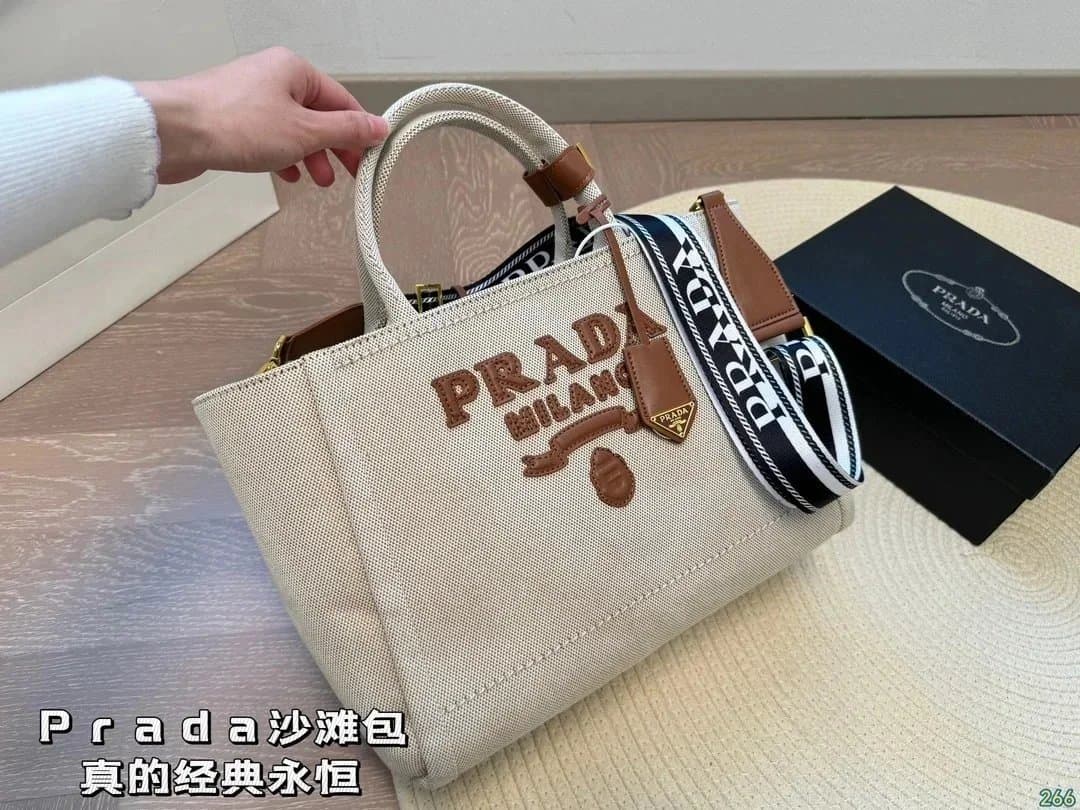 Prada Tote Bag Canvas Logo