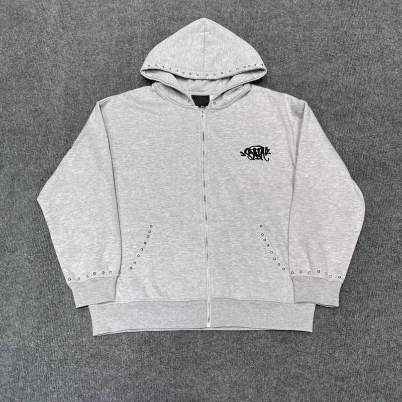 Sp5der Zip-Up Hoodie Studded Logo