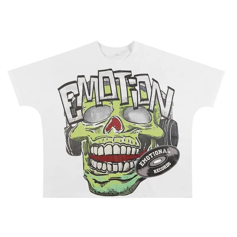 Mixed Emotion Skull Graphic Tee Emotion Skull Print — B65 white