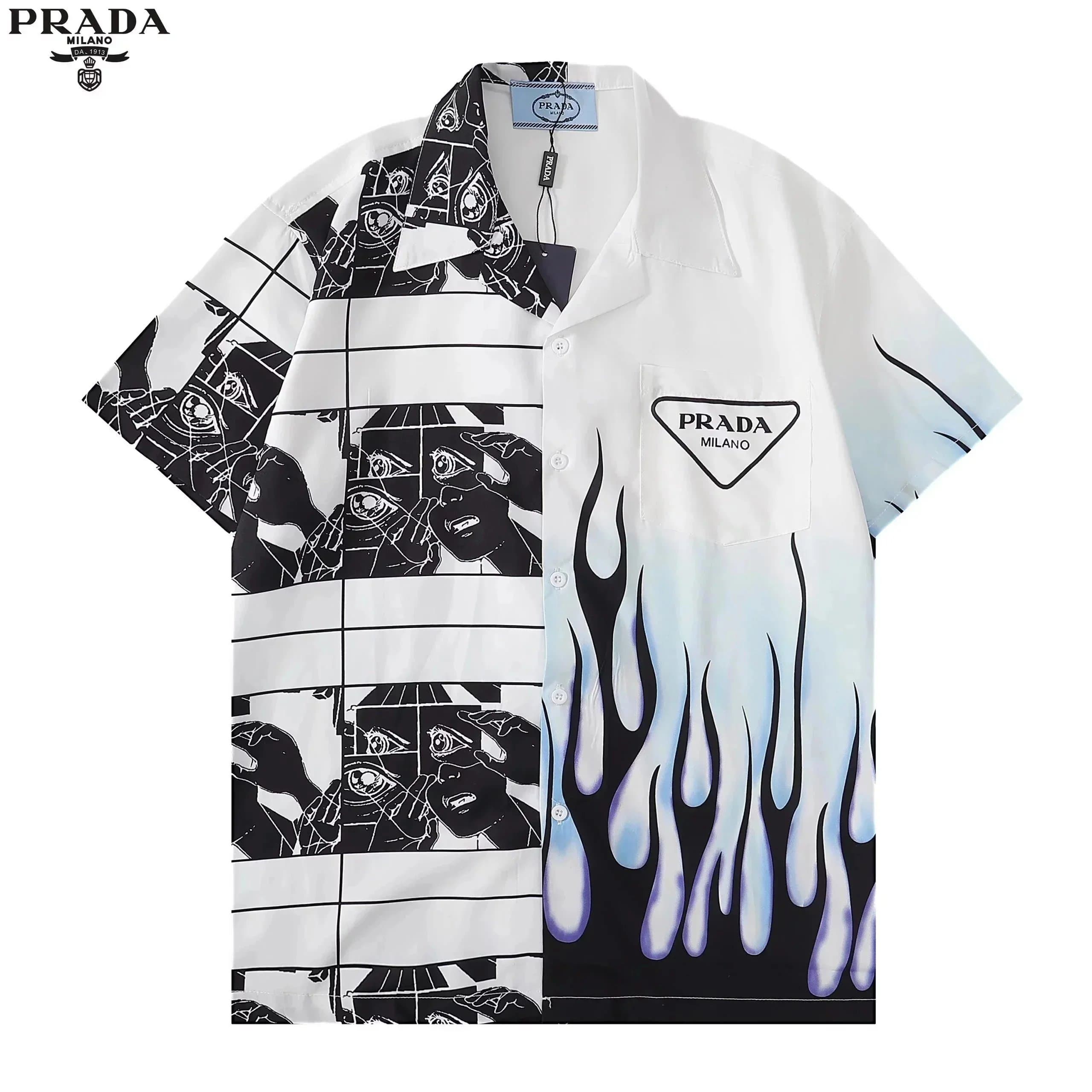 Prada Flame-Print Shirt Two-Tone Flame Print — 010204032