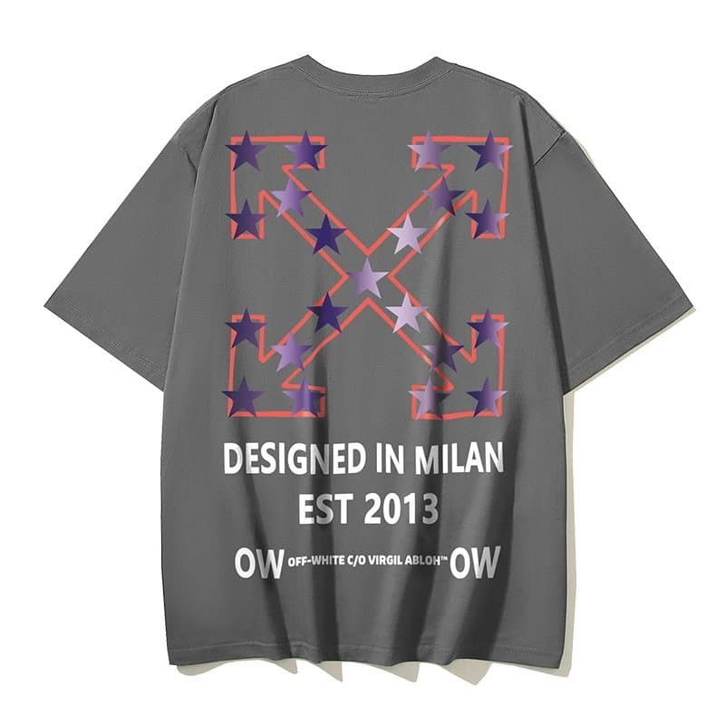 Off-White Graphic Tee Abstract Paint Stroke — ym1127灰色