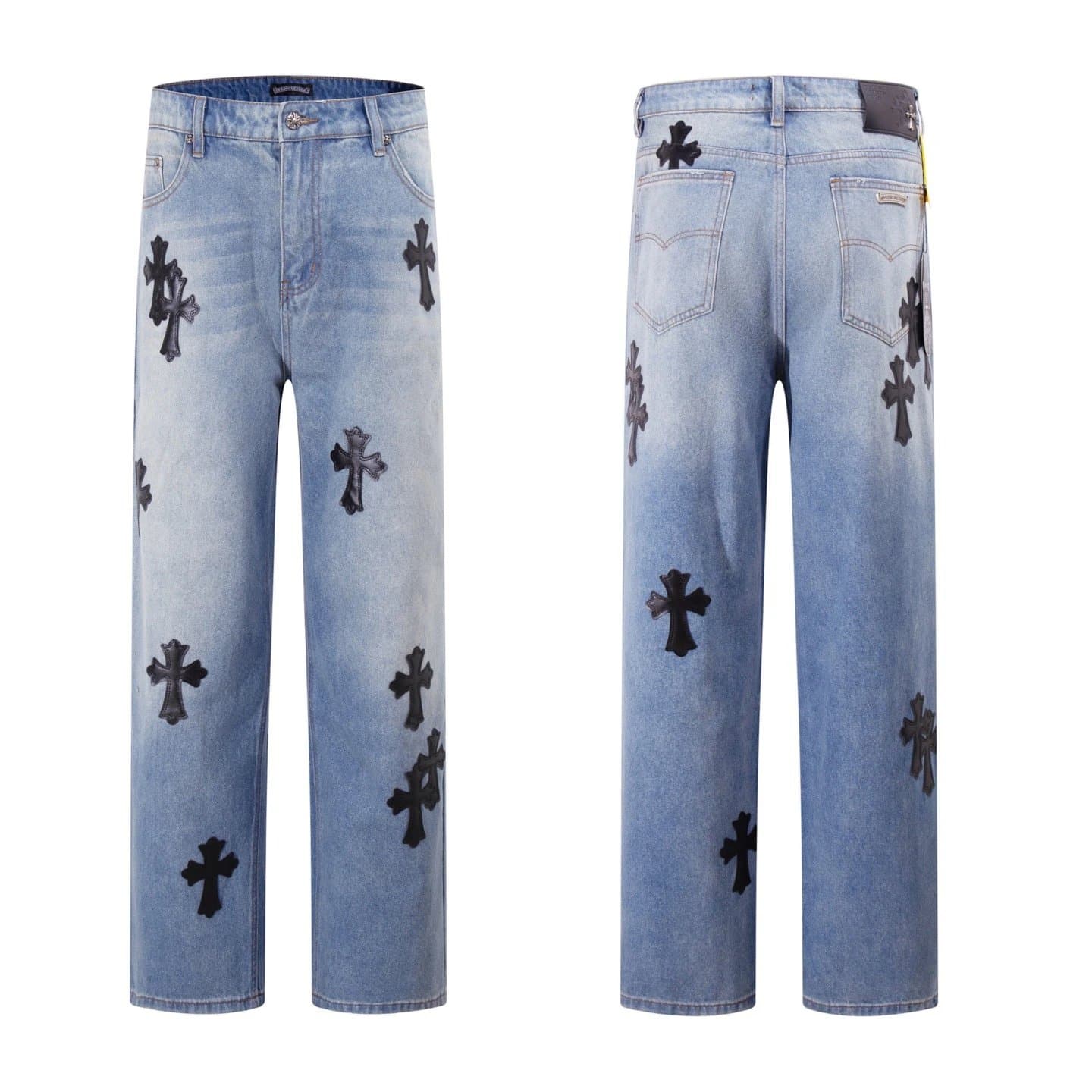 Chrome Hearts Cross Patch Jeans Black Cross Embroidery