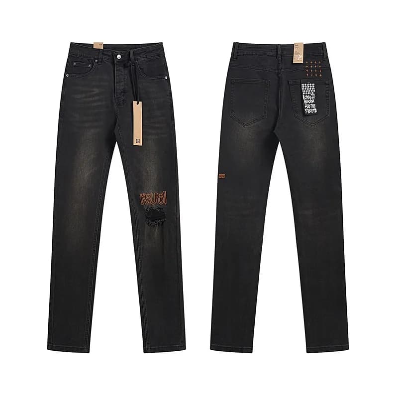 Corteiz Distressed Jeans KSI Patch & Studded Back Pocket