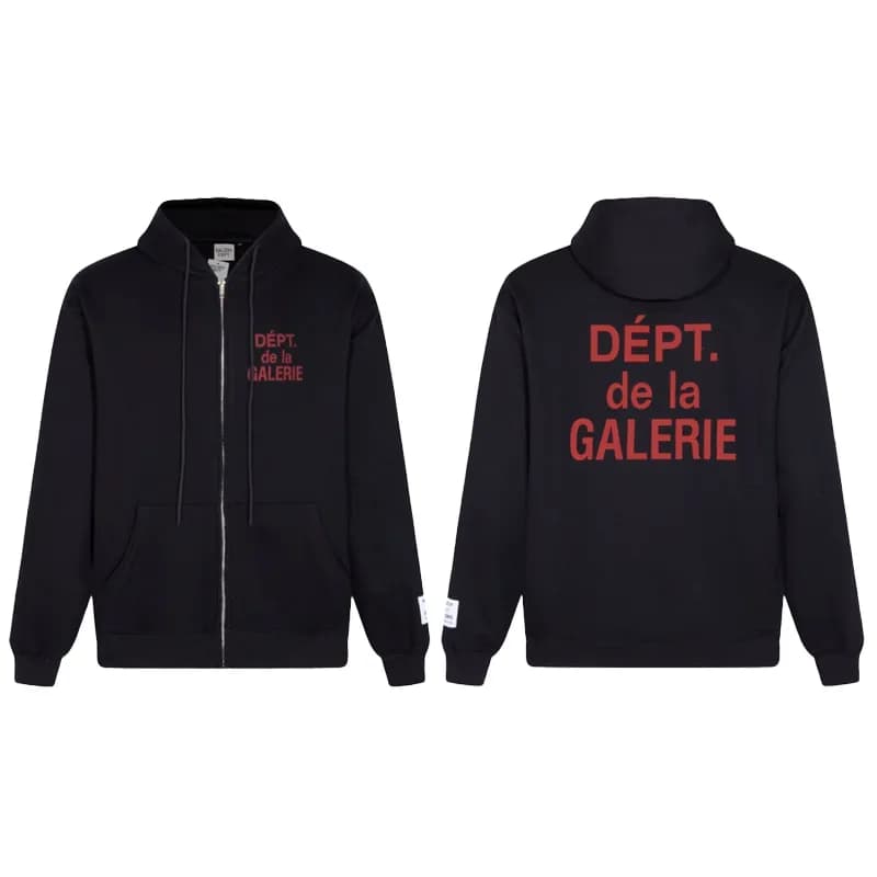 Gallery Dept. Zip-Up Hoodie Tie-Dye — 609 black printed red