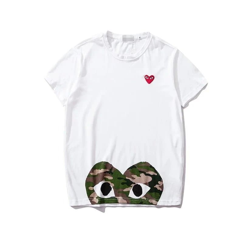Comme des Garçons Heart Tee Red Heart Splatter — 【CJ 下迷彩 小红】 白色