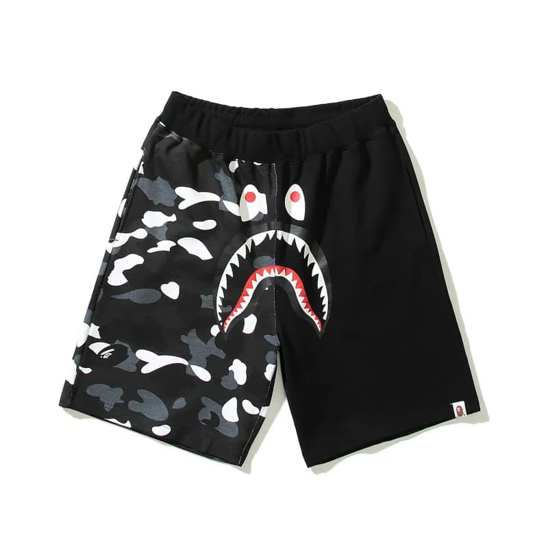 BAPE Shark Camo Shorts Black/White/Grey Camo